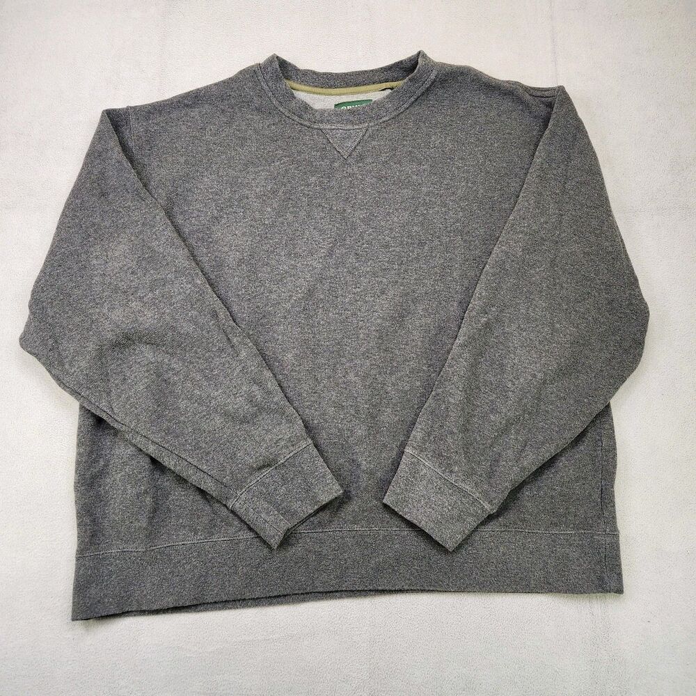 Orvis Sweater Men's XL Gray Long Sleeve Crew Neck Pullover 100% Cotton